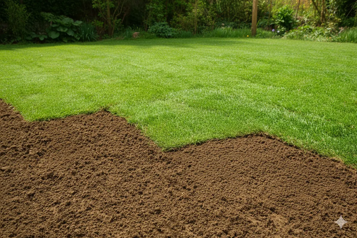Professional lawn preparation showing grading and soil preparation